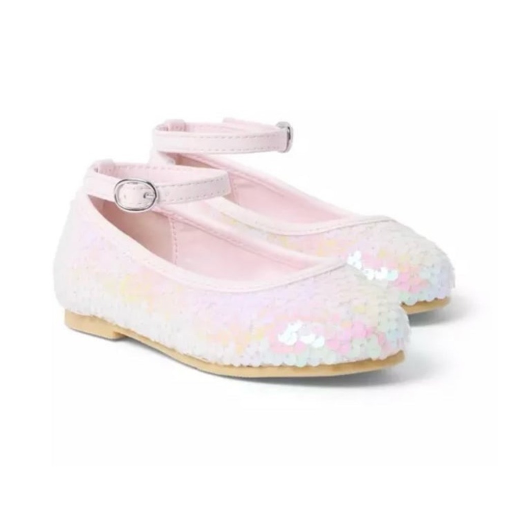 Janie and Jack Sequin‎ Ballet Flats Toddler 3K Pink Iridescent Strap Fairy NWT